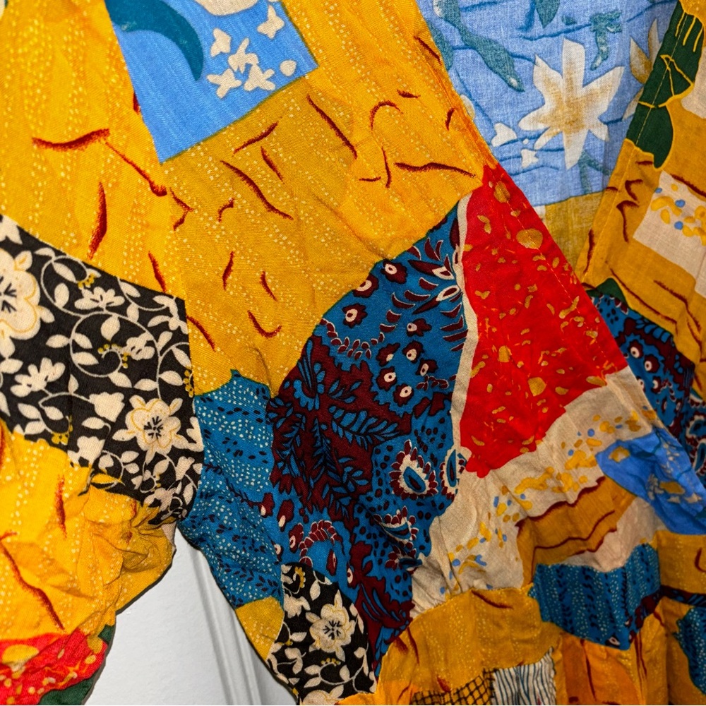 Artsy Boho Color Block Wrap Front Maxi Dress Mult… - image 2